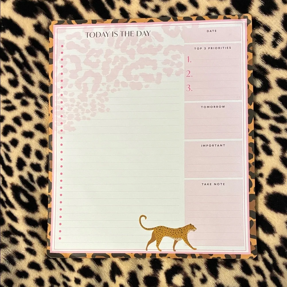 🐆 Leopard Print Home Office Planner Set - Weekly & Daily Notepads and Notebook 🐆